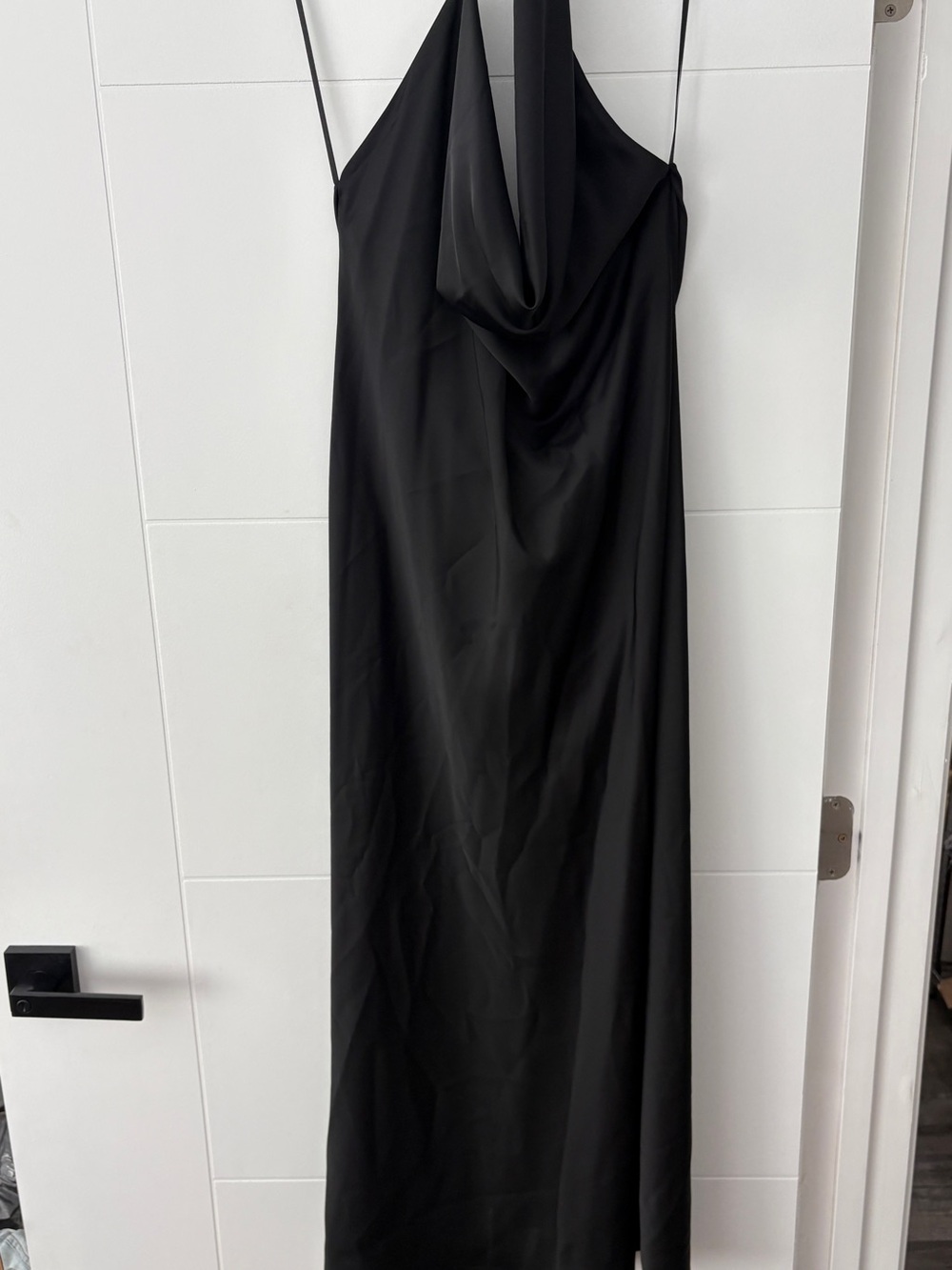 Zara Black Satin Cowl Neck Halter Midi Dress NWT Size XL